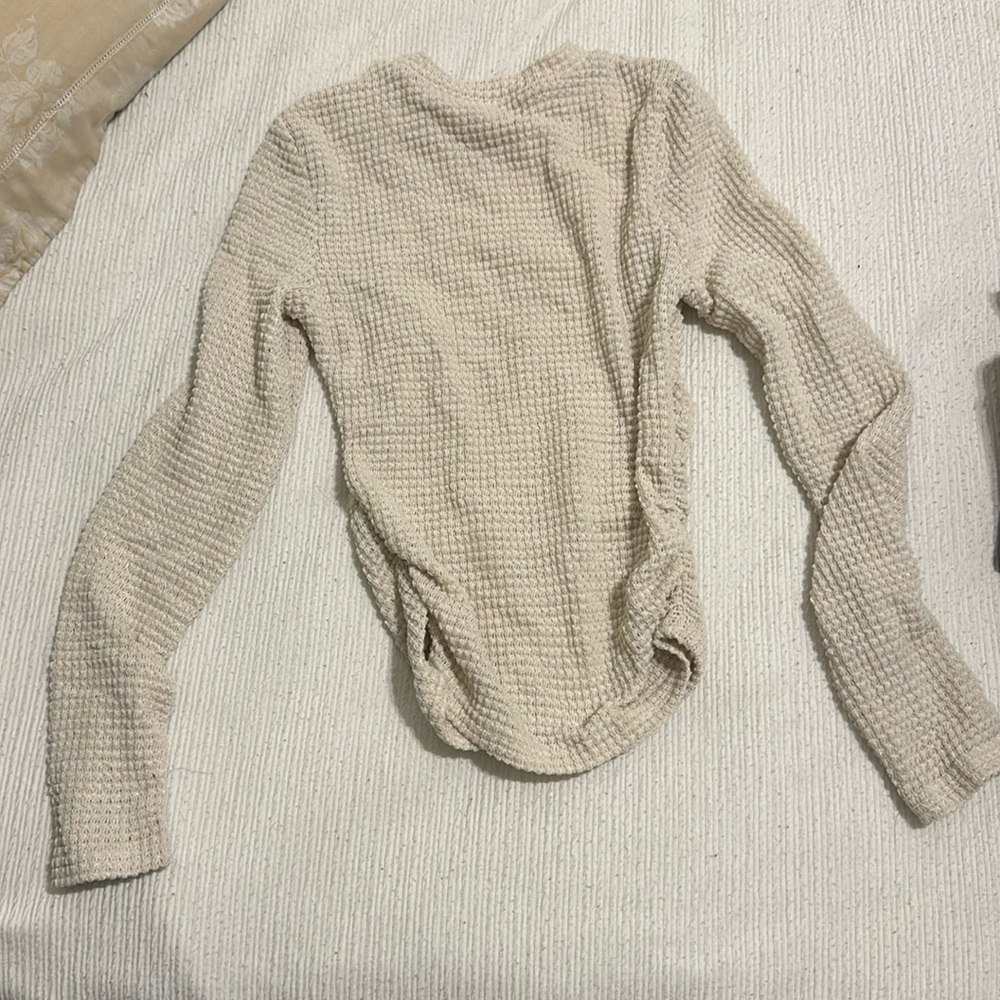 Cream Long Sleeve with ruched sides